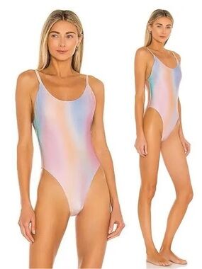 NWT PQ Swim Golden Hour Scoop One Piece – Multicolor Iridescent, Small
